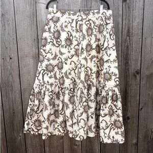 House of Harlow 1960 | Boho Paisley Floral Tiered Midi Skirt Size Large
